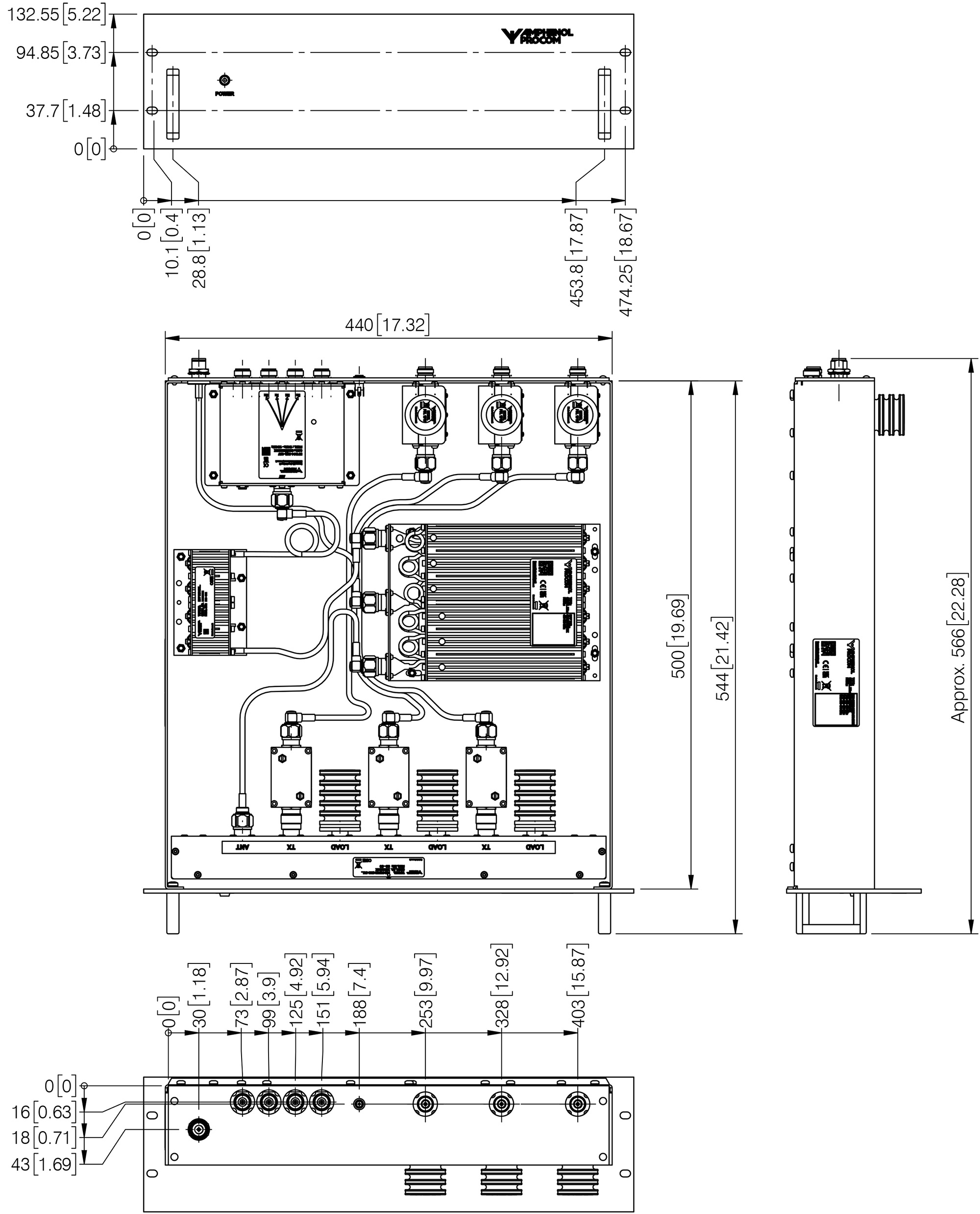 PRO COM450 3 HH 2 9 13 2 50W Mechanical outline