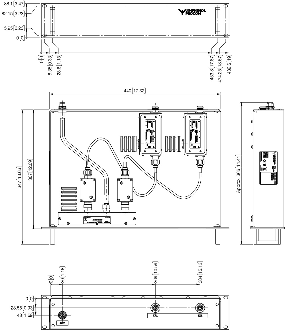 PRO PHY450 2DI 380 470 35W  Mechanical outline