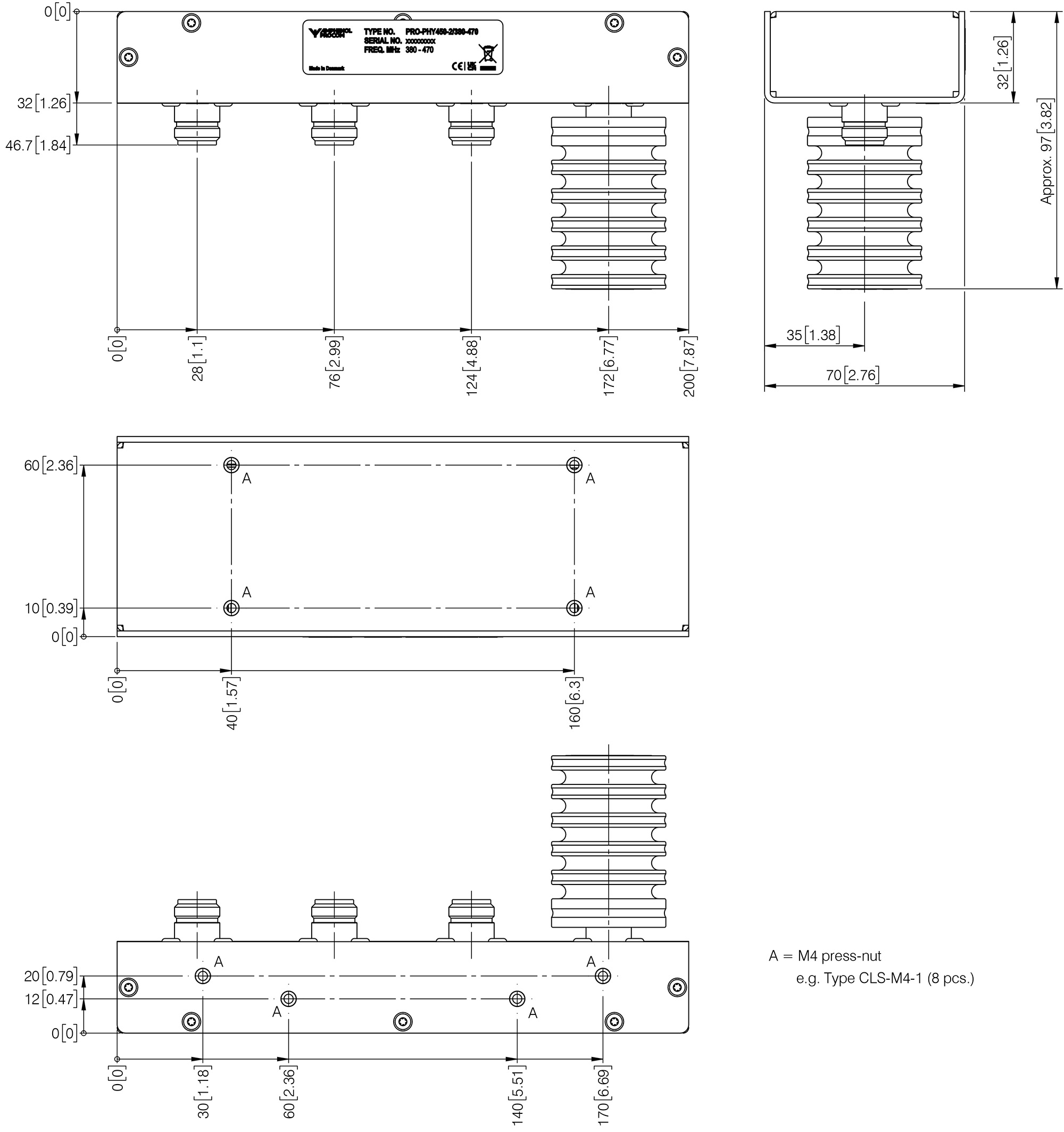 PRO PHY450 2 380 470 Mechanical outline