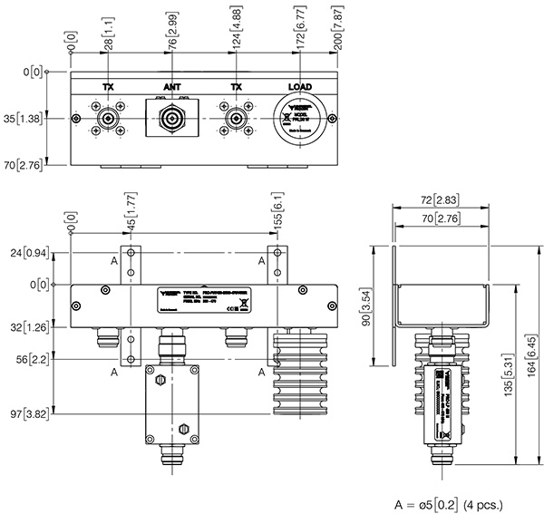 PRO PHY450 2 380 470 VSWR  Mechanical outline