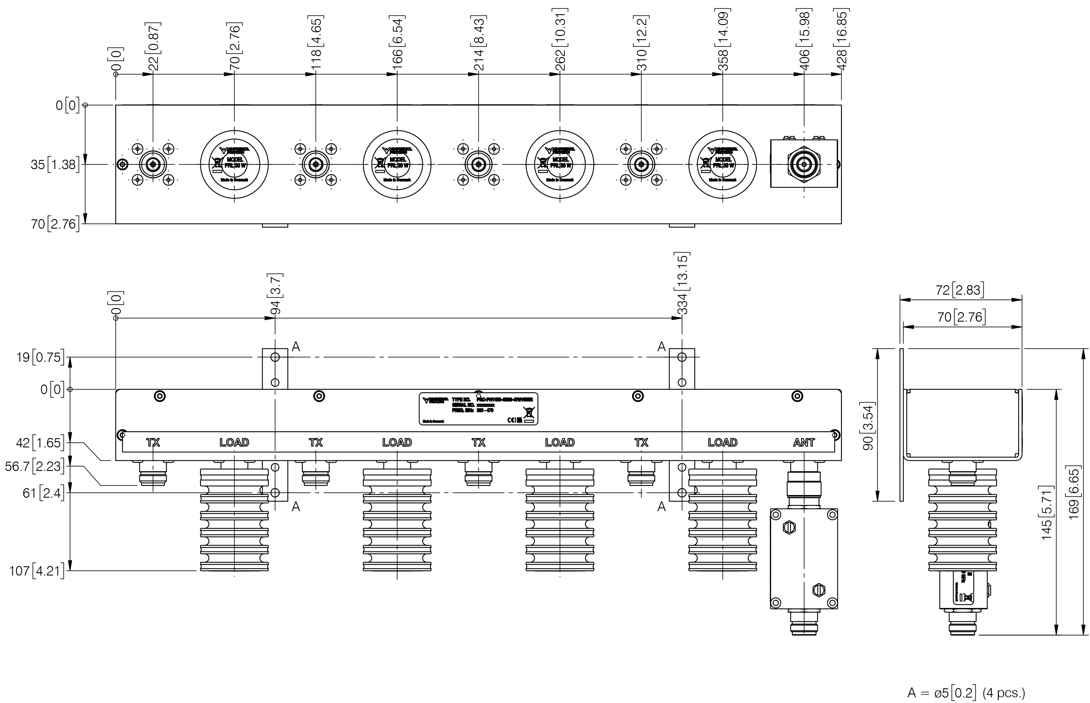 PRO PHY450 4 380 470 VSWR Mounting details