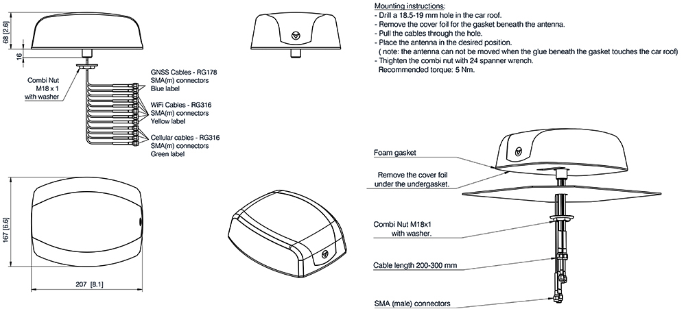 Pro Nexus B Dimension drawing mounting instructions